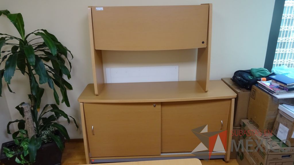 Lote 006 - Oficina ejecutiva, escritorio, archivero, credenza con gaveta