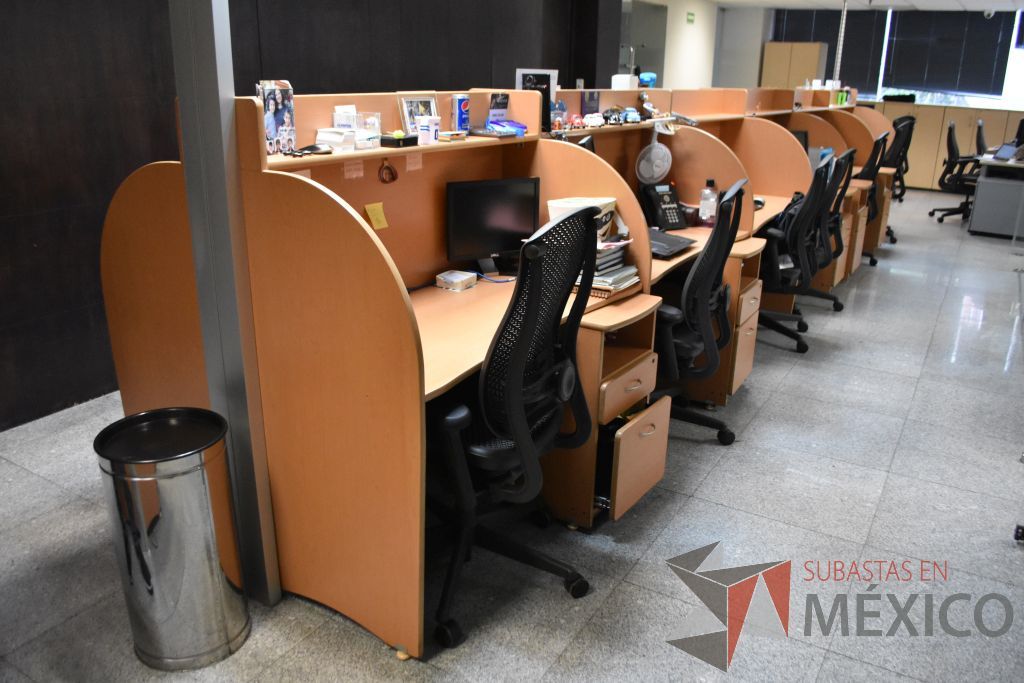 Lote 047 - Estación de trabajo para 12 personas tipo call center con 10 archiveros de 2 cajones y 12 repisas. - Imagen 5