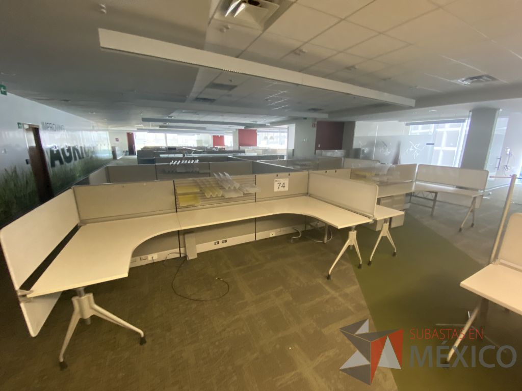 Lote 074 - Estación de trabajo lineal para 4 personas y 4 Credenza con 2 cajones y 1 entrepaño. - Imagen 16