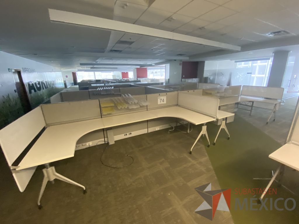 Lote 074 - Estación de trabajo lineal para 4 personas y 4 Credenza con 2 cajones y 1 entrepaño. - Imagen 17