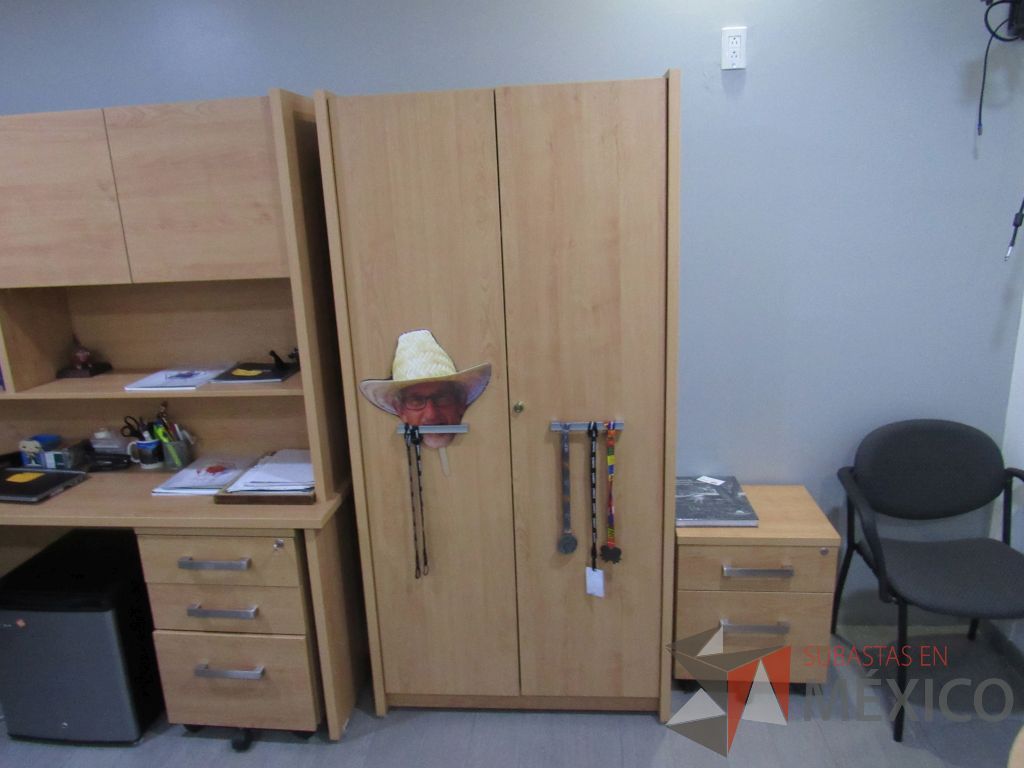Lote 005 - Oficina Ejecutiva con Escritorio en escuadra, Archivero, Gabinete alto, Mesa de trabajo y Pizarrón - Imagen 14