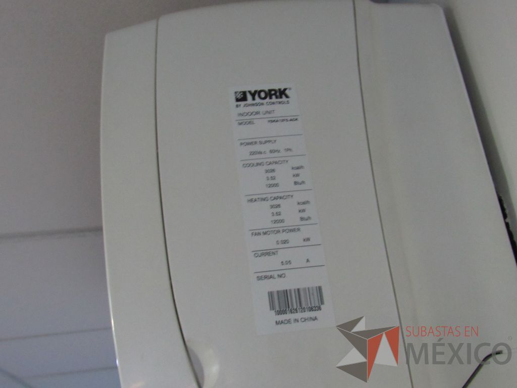 Lote 047 - Aire Acondicionado, Modelo: YSKA12FS ADK, Marca: York - Imagen 6