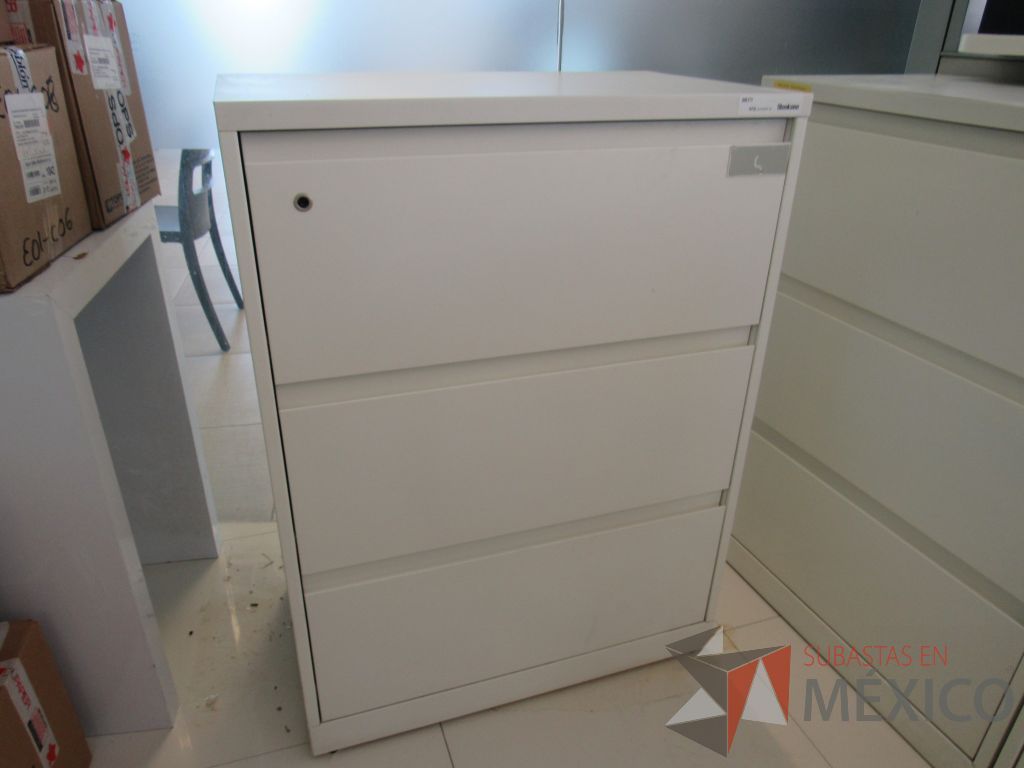 Lote 012 - 2 Archivero horizontal metálicas de 3 cajones con cubierta color blanco - Imagen 3