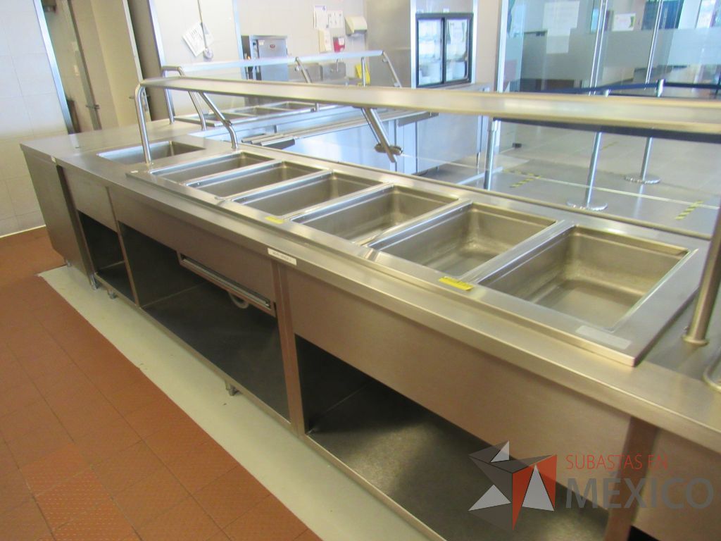 Lote 003 - Barra de servicio sin exhibidores 5 baños maría para alimentos y barra deslizadora de charolas - Imagen 15