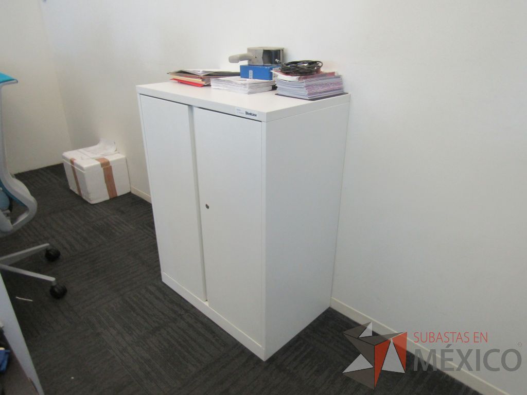 Lote 066 - 2 Gabinetes metálicos de 2 puertas, 2 entrepaños y cubierta color blanco - Imagen 5