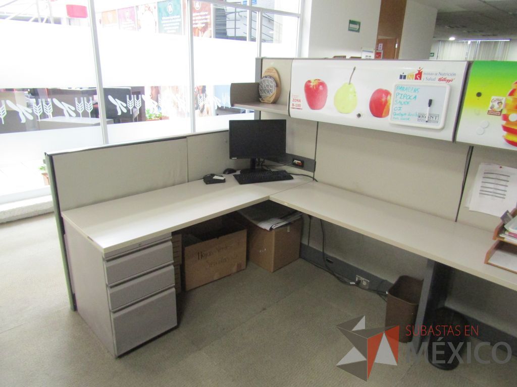 Lote 009 - Estación de trabajo para 8 personas con mampara alta con 8 gavetas - Imagen 17