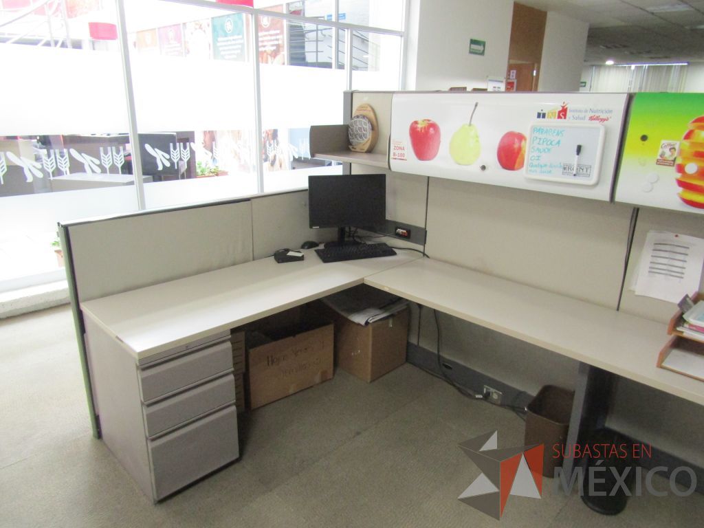 Lote 009 - Estación de trabajo para 8 personas con mampara alta con 8 gavetas - Imagen 5