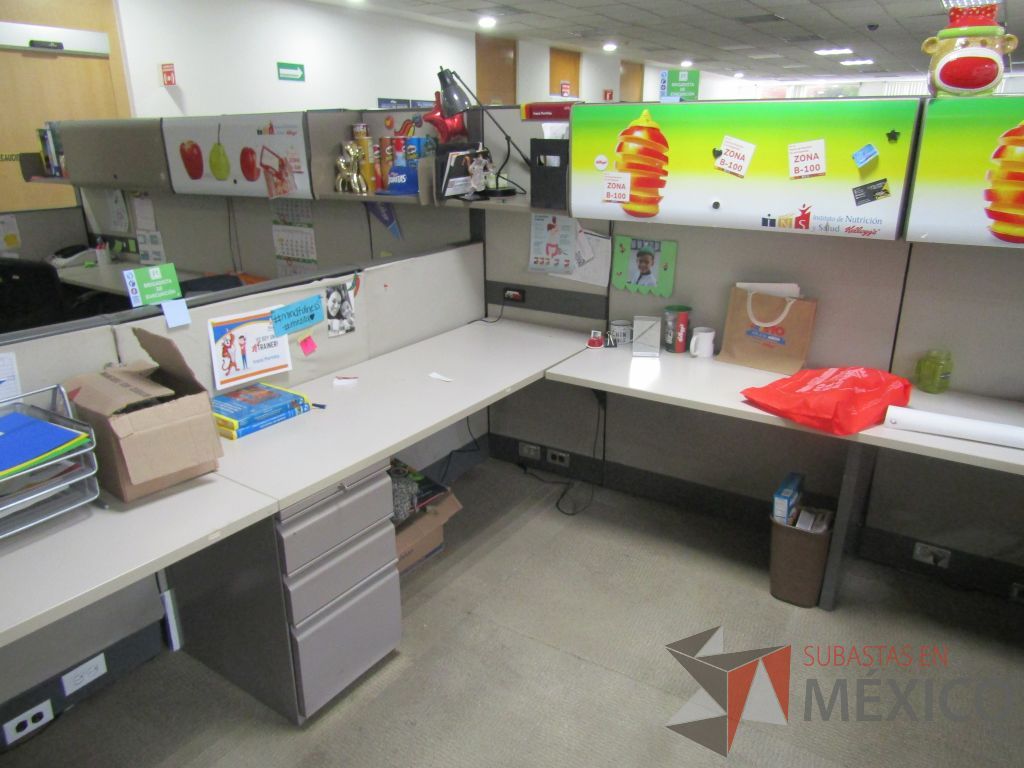 Lote 009 - Estación de trabajo para 8 personas con mampara alta con 8 gavetas - Imagen 10