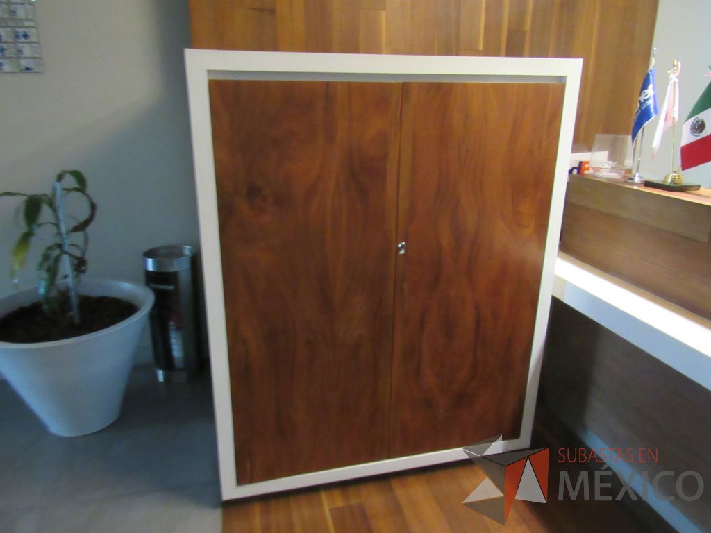 Lote 050 - Gabinete alto color blanco y puertas de madera color café - Imagen 2