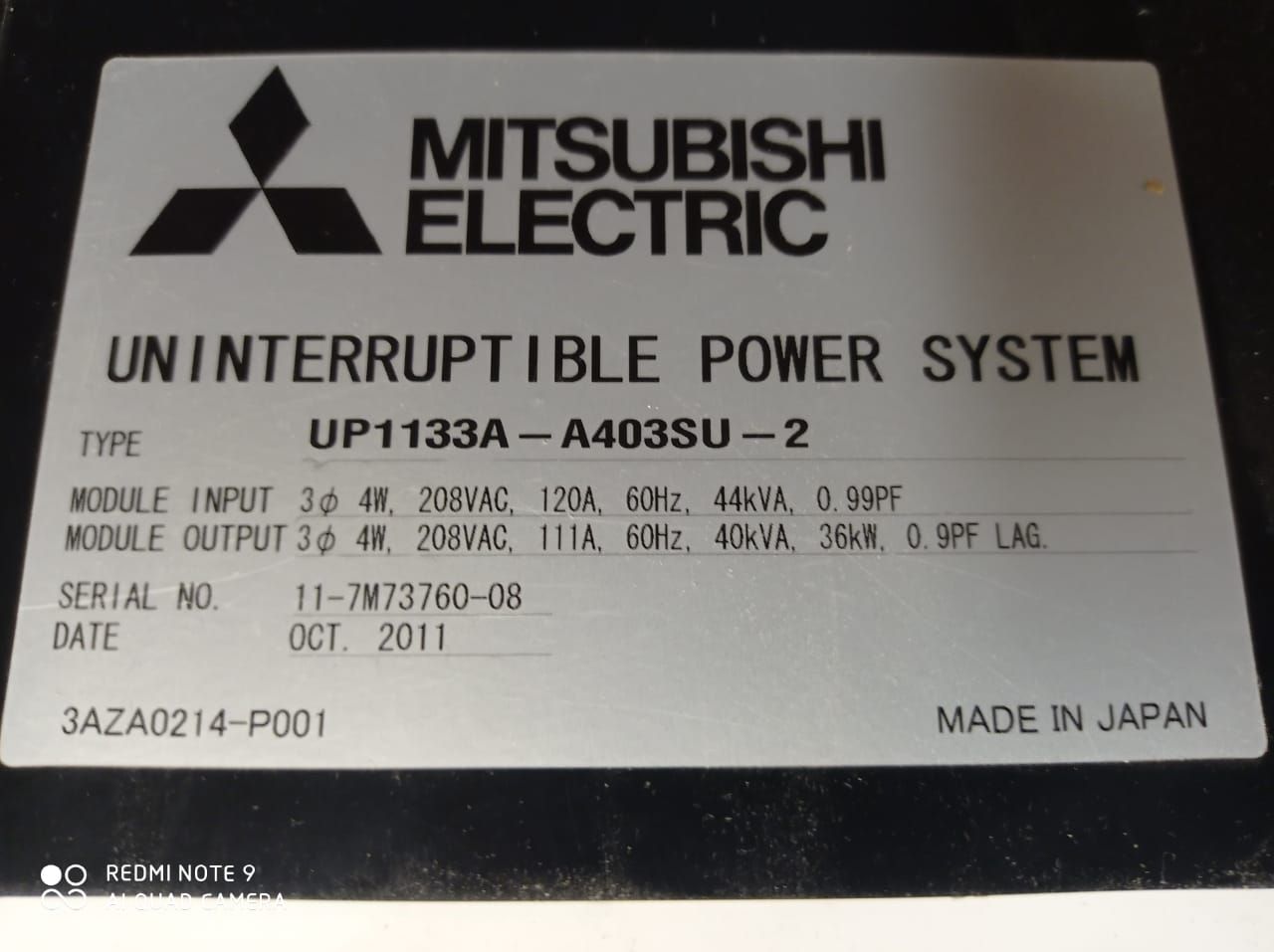 Lote 088 - UPS, Modelo: UP1133A-A403SU-2, Marca: Mitsubishi Electric y Mando de baterias - Imagen 17