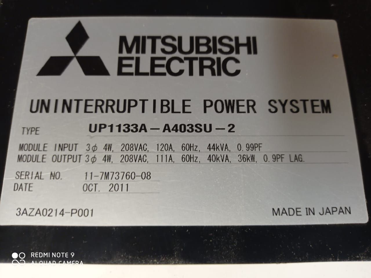 Lote 088 - UPS, Modelo: UP1133A-A403SU-2, Marca: Mitsubishi Electric y Mando de baterias - Imagen 23