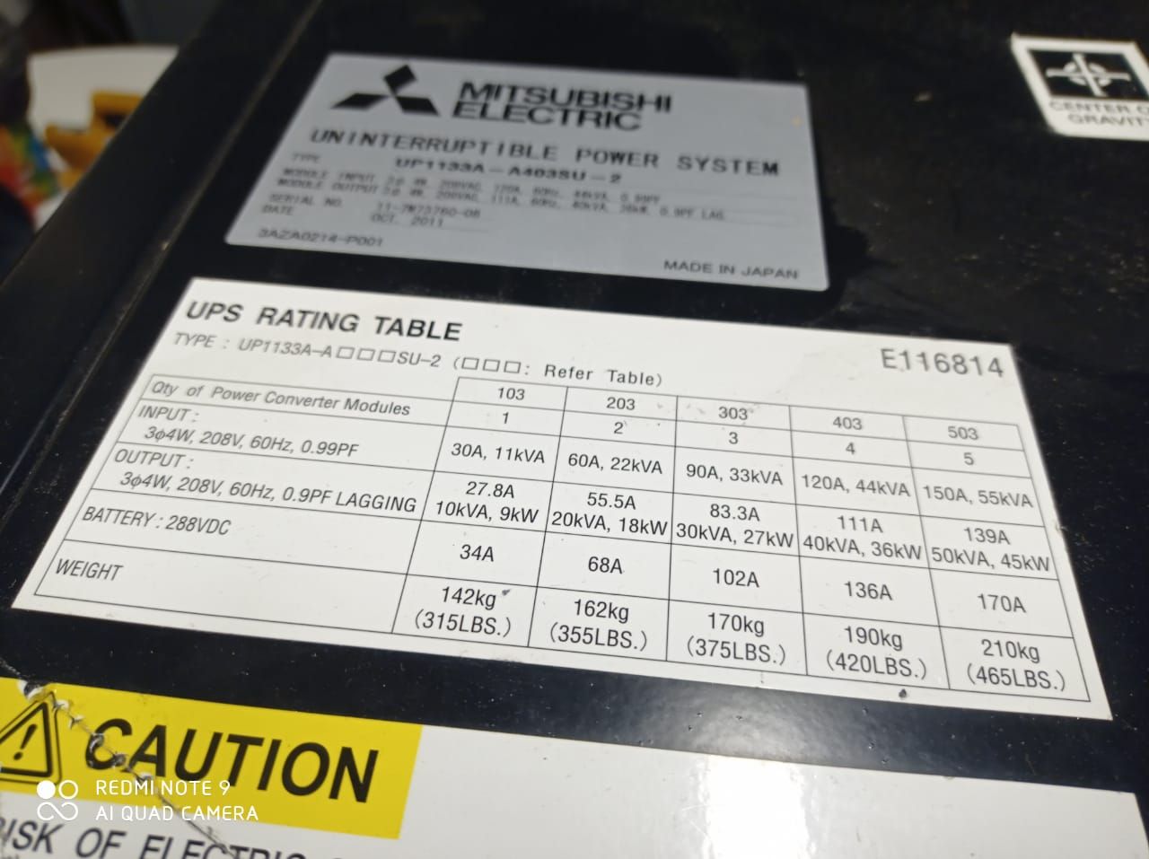 Lote 088 - UPS, Modelo: UP1133A-A403SU-2, Marca: Mitsubishi Electric y Mando de baterias - Imagen 31
