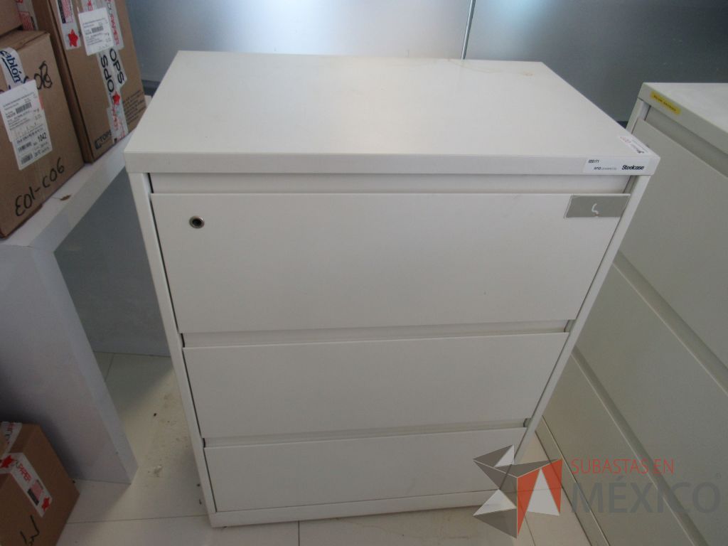 Lote 078 - Archivero horizontal de 3 cajones color blanco - Imagen 2