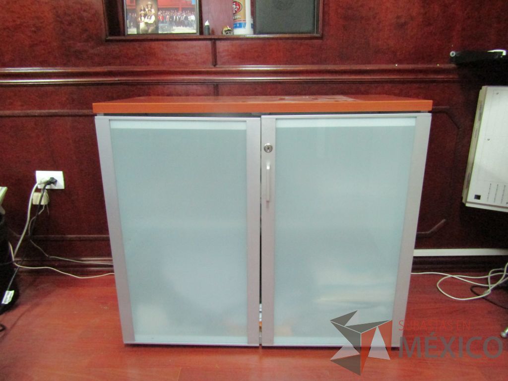 Lote 039 - Gabinete de 2 puertas 1 entrepaño y cubierta de color madera