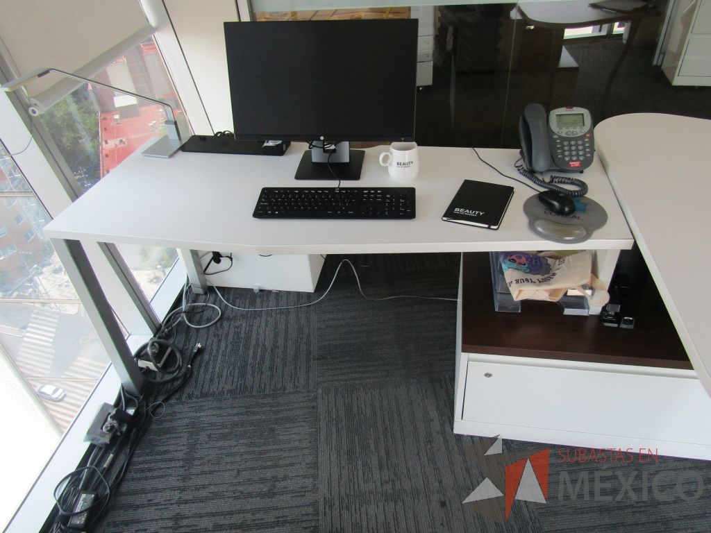 Lote 315 - Oficina Operativa con Escritorio, Mesa de Apoyo Triangular con Ruedas y Gabinete - Imagen 11