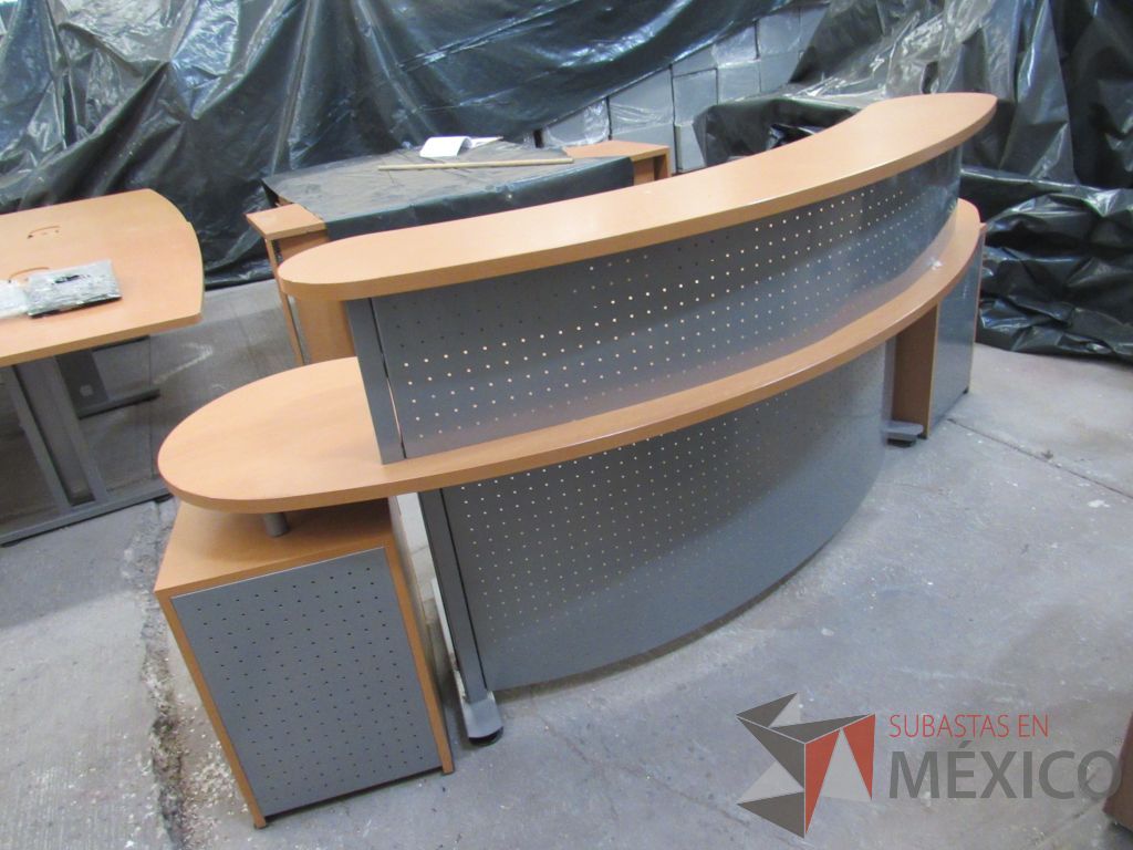 Lote 052 - Muebles de recepción con mampara metálica con 2 archiveros de pedestal y 1 repisa - Imagen 7