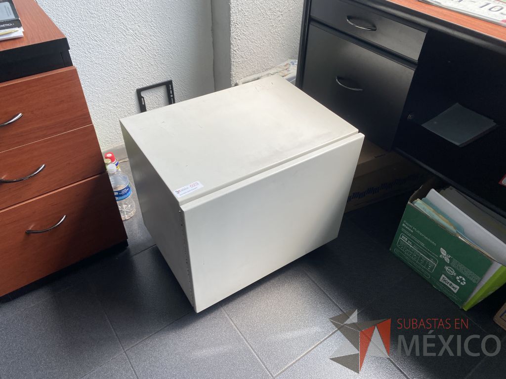 Lote 021 - Gabinete metálico con ruedas y 1 puerta color blanco