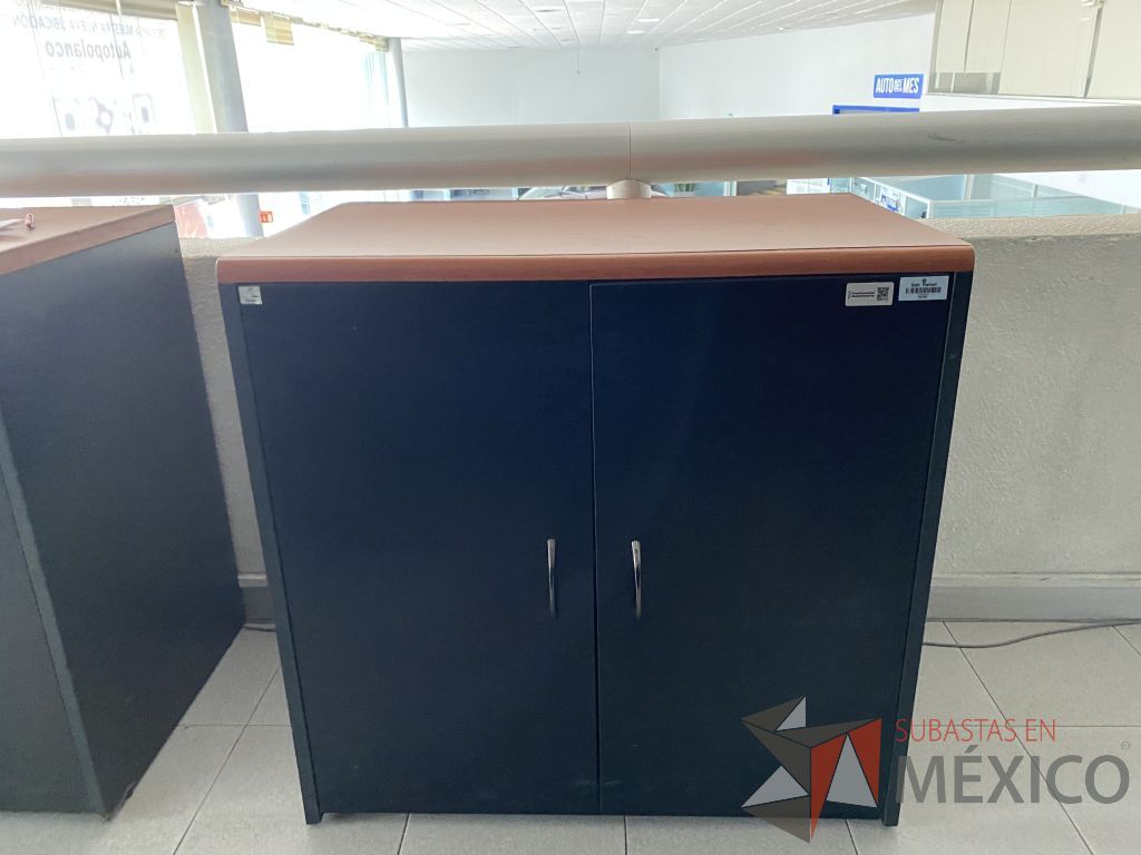 Lote 038 - 2 Gabinetes con 2 puertas color negro y cubierta color café - Imagen 3