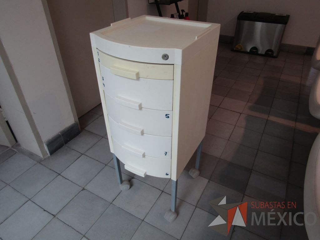 Lote 007 - 2 Carros auxiliares con 5 cajones y ruedas color blanco - Imagen 3