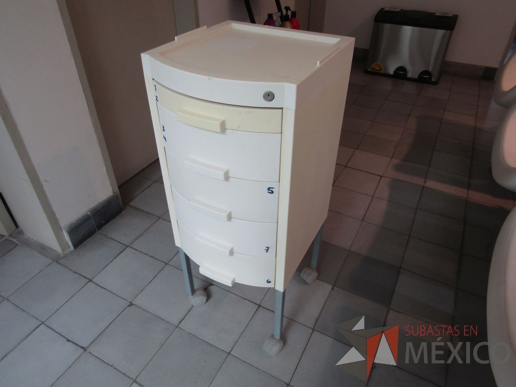 Lote 007 - 2 Carros auxiliares con 5 cajones y ruedas color blanco - Imagen 4