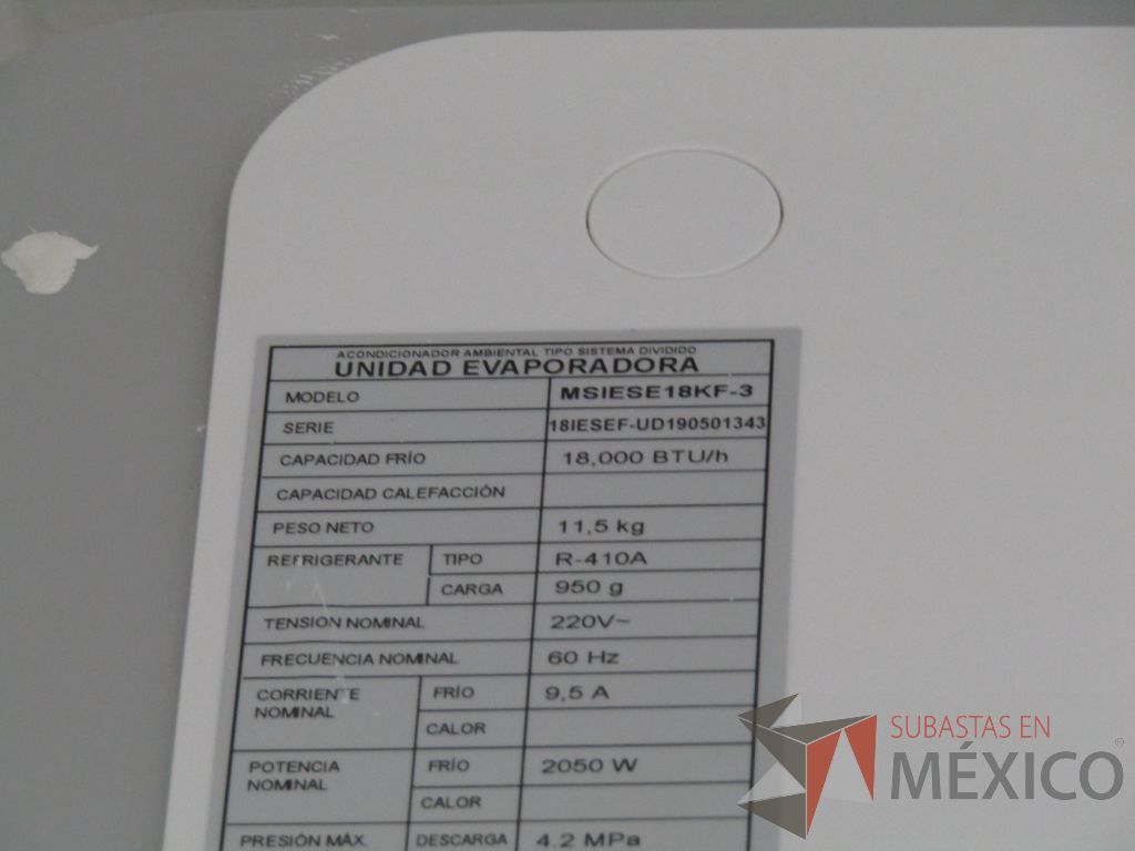 Lote 034 - Aireador INTENSITY, Modelo: MSIESE18KF3 - Imagen 9