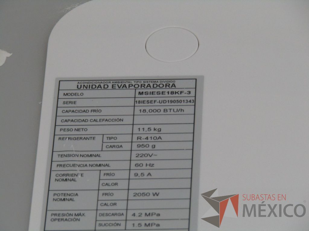 Lote 034 - Aireador INTENSITY, Modelo: MSIESE18KF3 - Imagen 10
