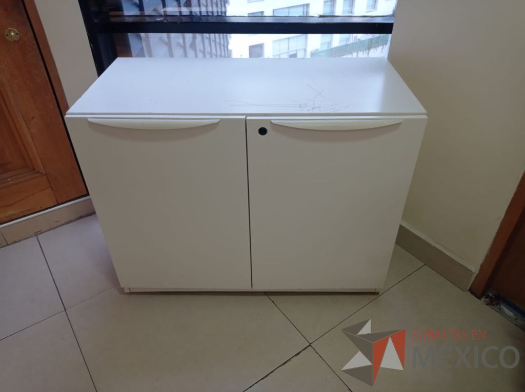 Lote 004 - Archivero de metálico con puertas y 1 entrepaño color blanco