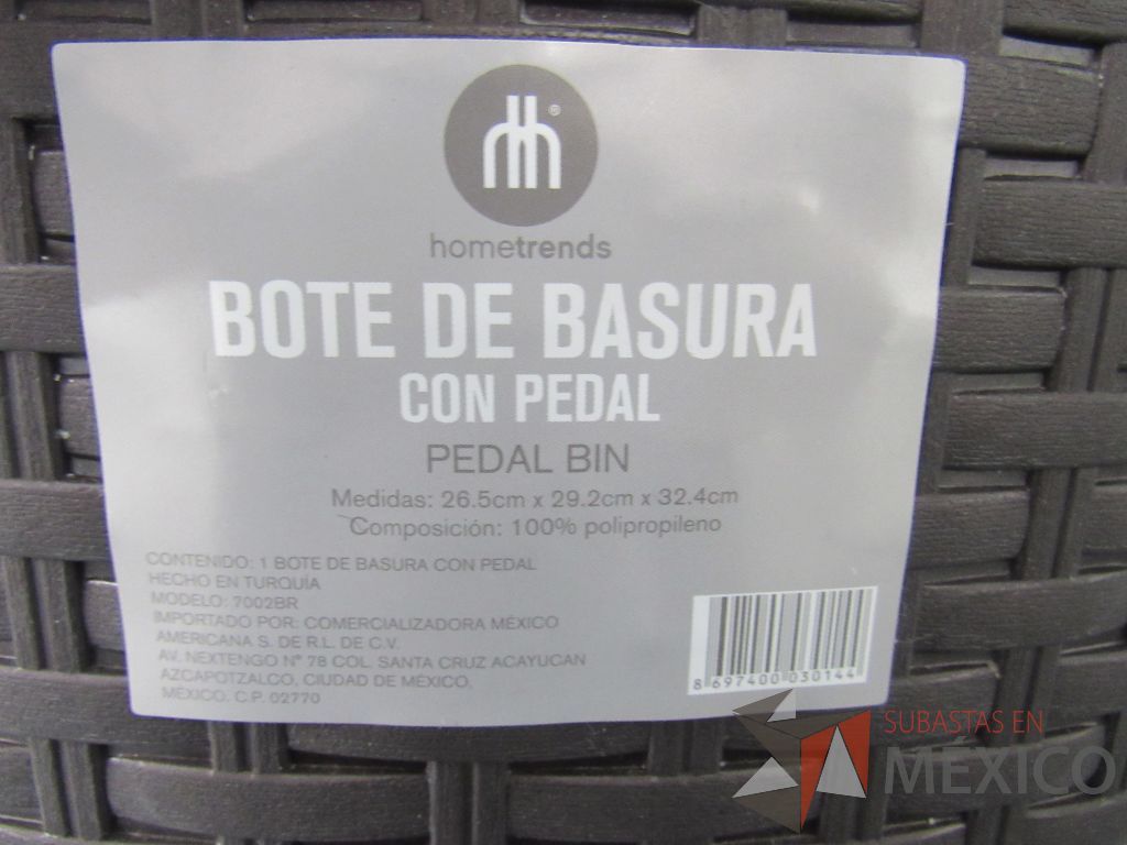 Lote 036 -2 Botes de basura de plástico en color cafe con tapa y pedal, Hometrends - Imagen 6