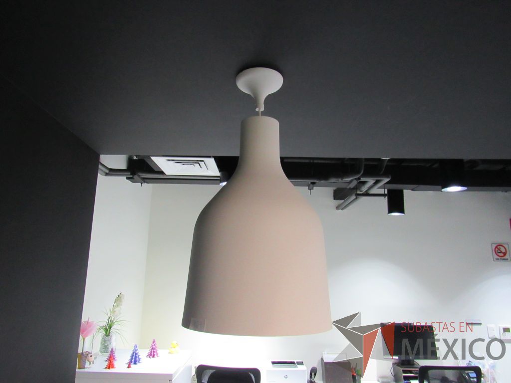 Lote 437 - 5 Luminarias colgantes circulares color blanco - Imagen 2