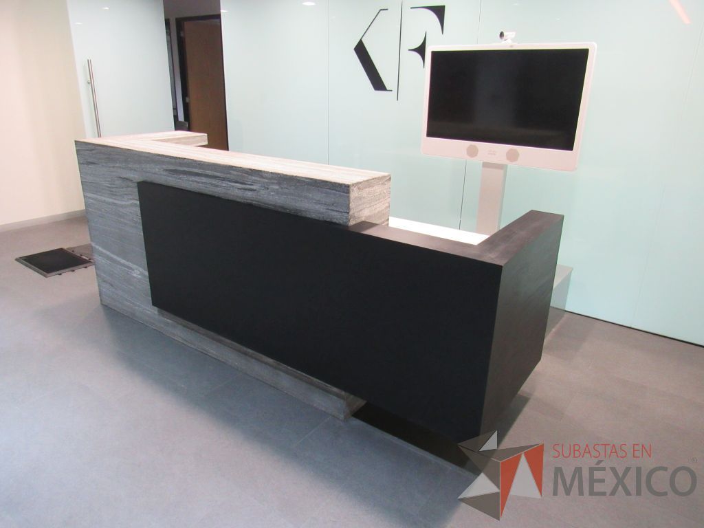 Lote 444 - Mueble de recepción con 4 cajones color blanco y repisa color gris - Imagen 14