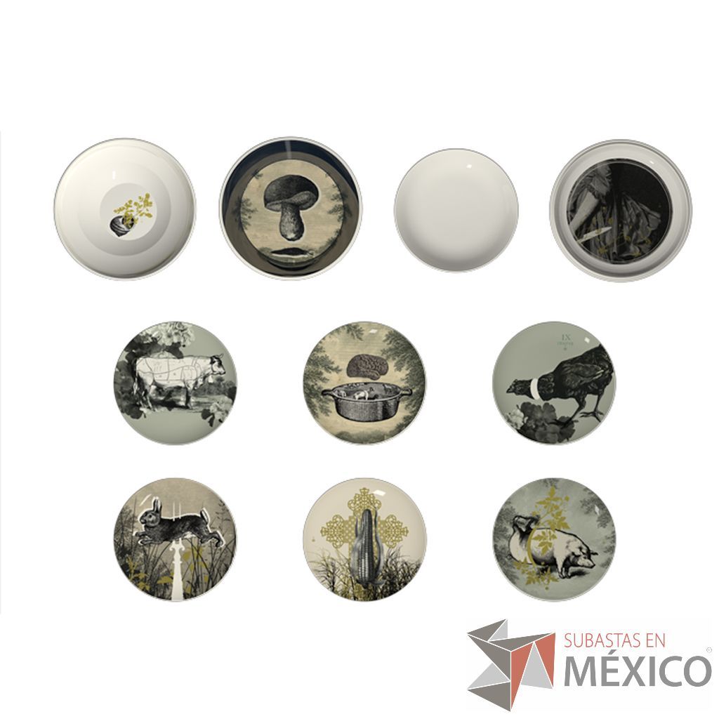 Lote 041 - Set de Mesa Luso Blanco / Osorio, Yuan 8 piezas Beige / D'antan, Ming Gris 6 piezas apilables y Ming Aqua Blanco - Imagen 4