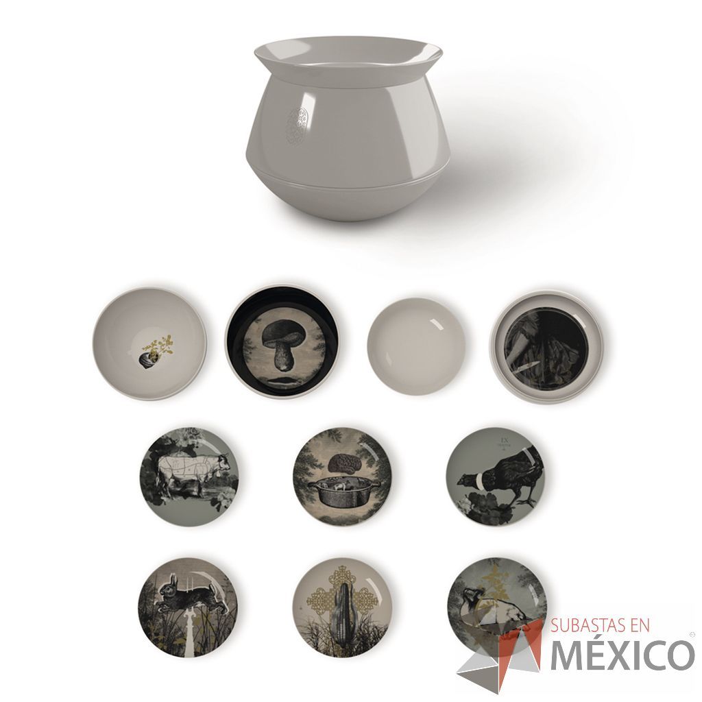 Lote 041 - Set de Mesa Luso Blanco / Osorio, Yuan 8 piezas Beige / D'antan, Ming Gris 6 piezas apilables y Ming Aqua Blanco - Imagen 5