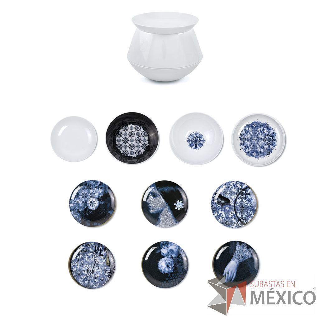 Lote 041 - Set de Mesa Luso Blanco / Osorio, Yuan 8 piezas Beige / D'antan, Ming Gris 6 piezas apilables y Ming Aqua Blanco - Imagen 2