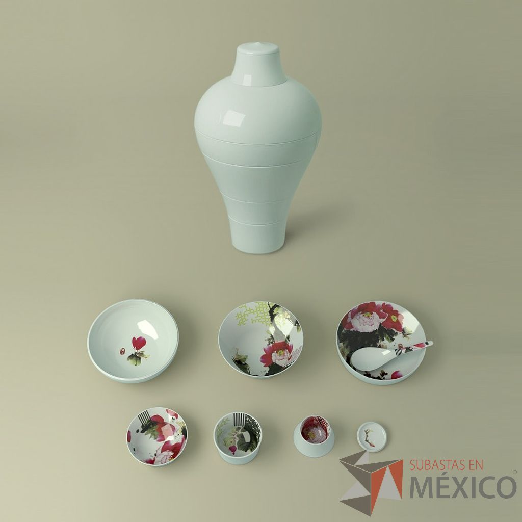 Lote 044 - Set de Mesa Ming Aqua Blanco, Ming Abysses Azul Claro, Luso Blanco / Osorio, Osorio Yuan Blanco y Ming Peony - Imagen 14