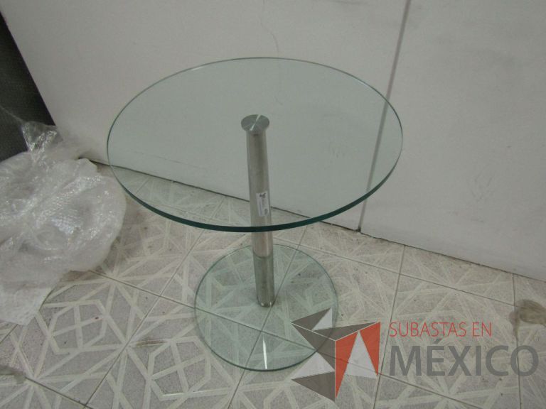 Lote 078 - Mesa redonda con superficie y base de cristal
