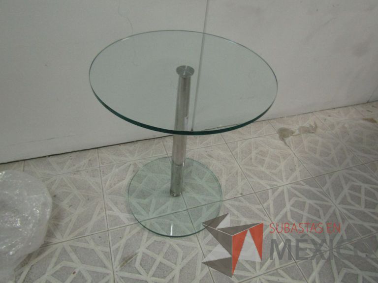 Lote 078 - Mesa redonda con superficie y base de cristal - Imagen 5