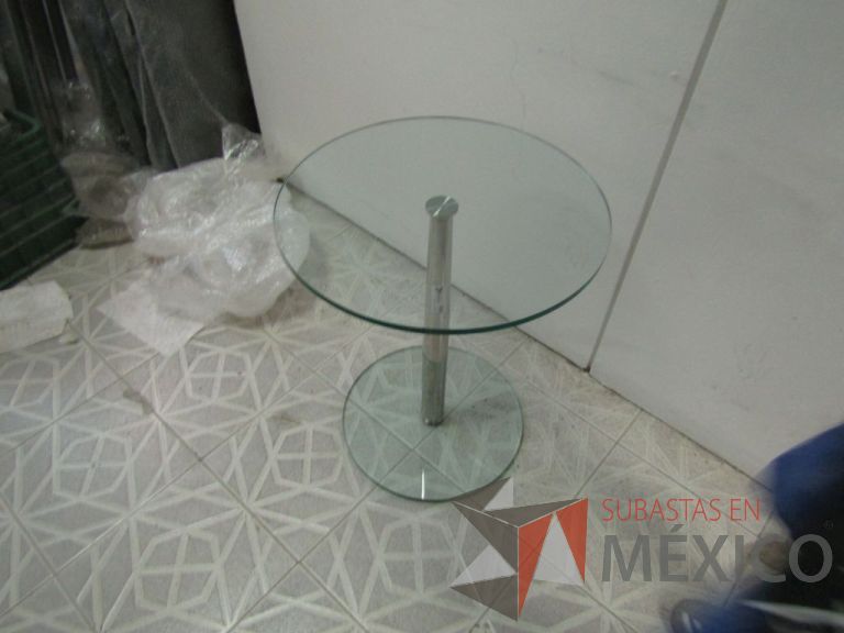 Lote 078 - Mesa redonda con superficie y base de cristal - Imagen 6