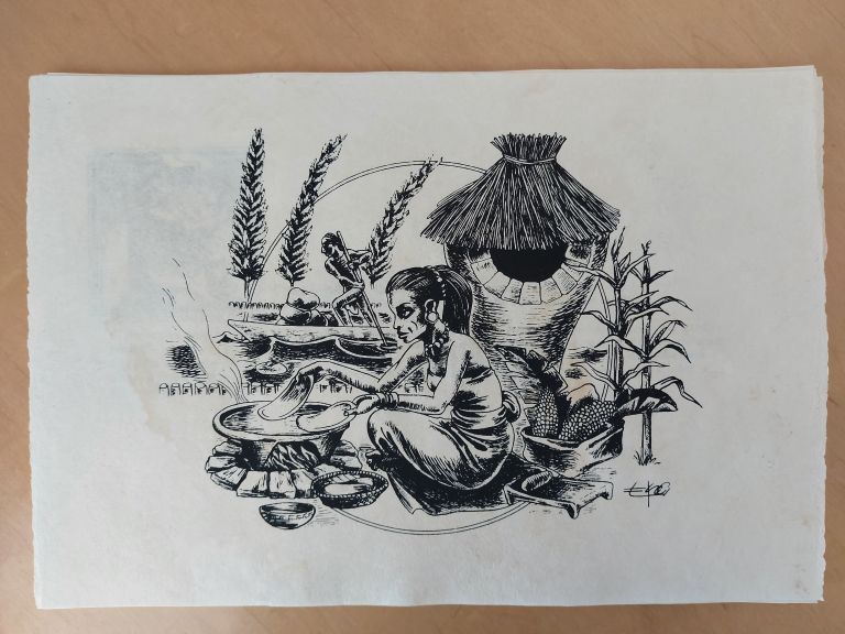 Lote 001 - Cuento de Bernardo Domínguez en una Caja de madera con 21 dibujos realizador por EKO - "María ríe por Dentro" - Dibujo/tinta - Imagen 7