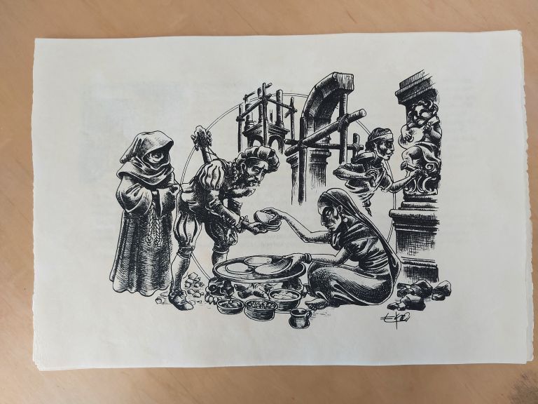 Lote 001 - Cuento de Bernardo Domínguez en una Caja de madera con 21 dibujos realizador por EKO - "María ríe por Dentro" - Dibujo/tinta - Imagen 13