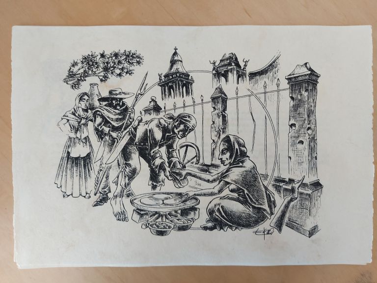 Lote 001 - Cuento de Bernardo Domínguez en una Caja de madera con 21 dibujos realizador por EKO - "María ríe por Dentro" - Dibujo/tinta - Imagen 15
