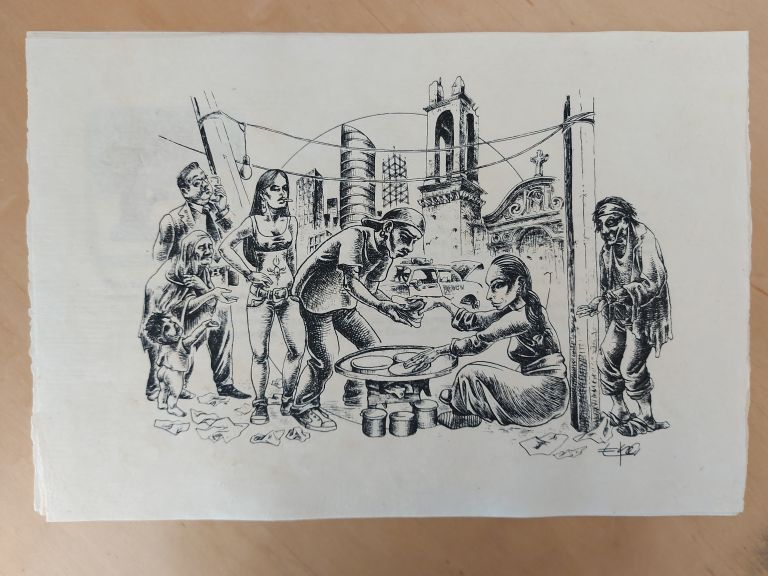 Lote 001 - Cuento de Bernardo Domínguez en una Caja de madera con 21 dibujos realizador por EKO - "María ríe por Dentro" - Dibujo/tinta - Imagen 21