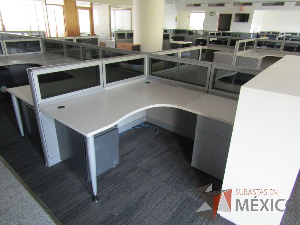 Lote 040 - Estación de trabajo para 10 personas, mampara baja con vidrio, con 10 archiveros de pedestal de 3 cajones - Steelcase - Imagen 11
