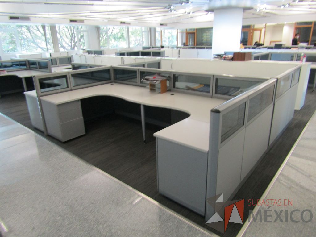 Lote 059 - Estación de trabajo para 6 personas, mampara baja con vidrio, con 6 archiveros de pedestal de 3 cajones - Steelcase - Imagen 11