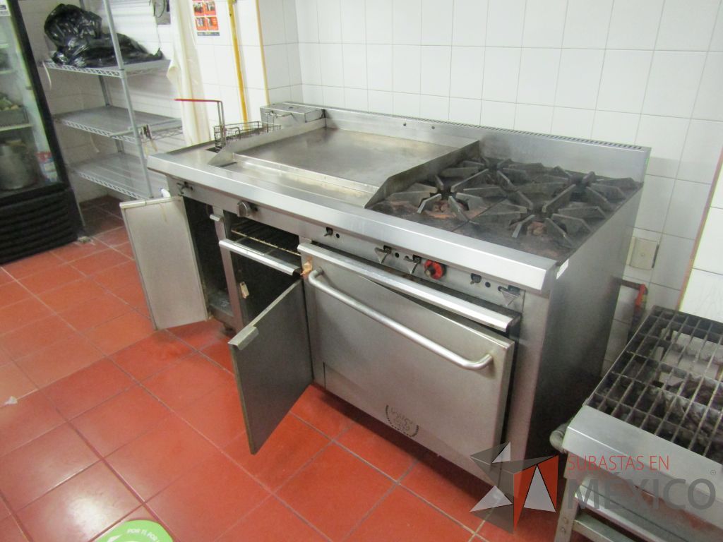 Lote 459 - Plancha con 4 quemadores, freidora y horno de acero inoxidable - Imagen 3