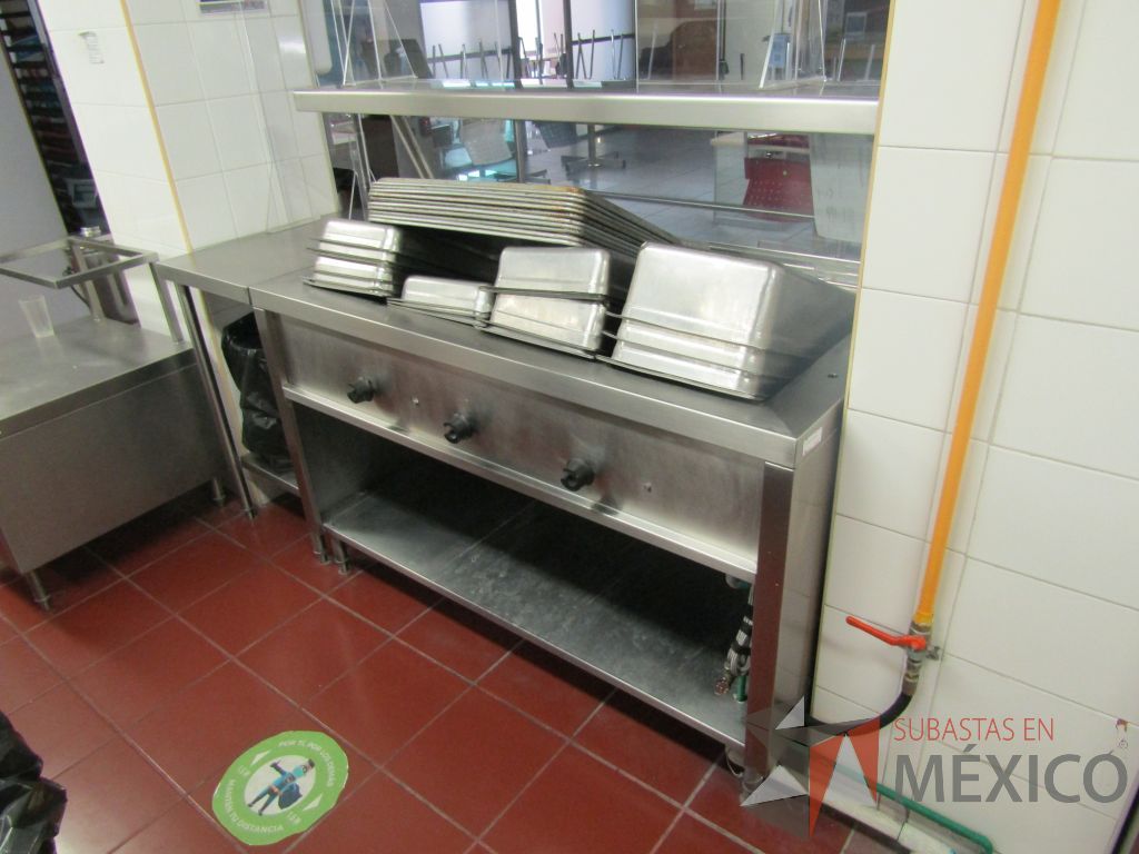 Lote 465 - Baño maría para 4 charolas, repisa y mesa de apoyo de acero inoxidable - Imagen 2