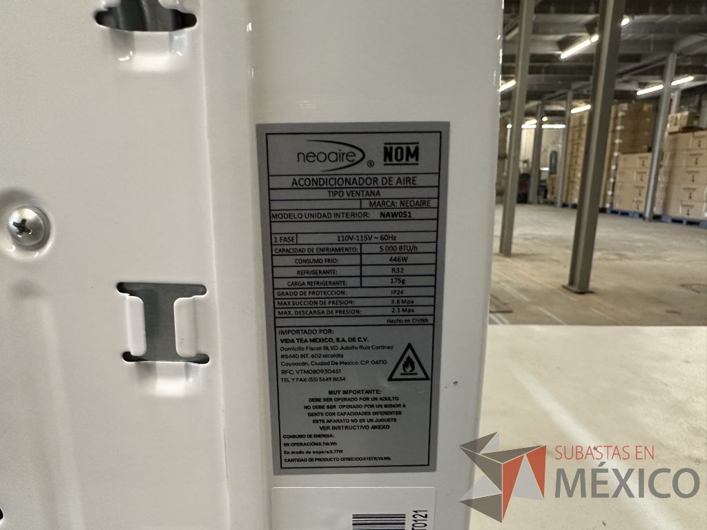 Lote 002 - Aire Acondicionado tipo Ventana NEOAIRE, Modelo: NAW051, 5000 BTU, 110-115v - Imagen 17