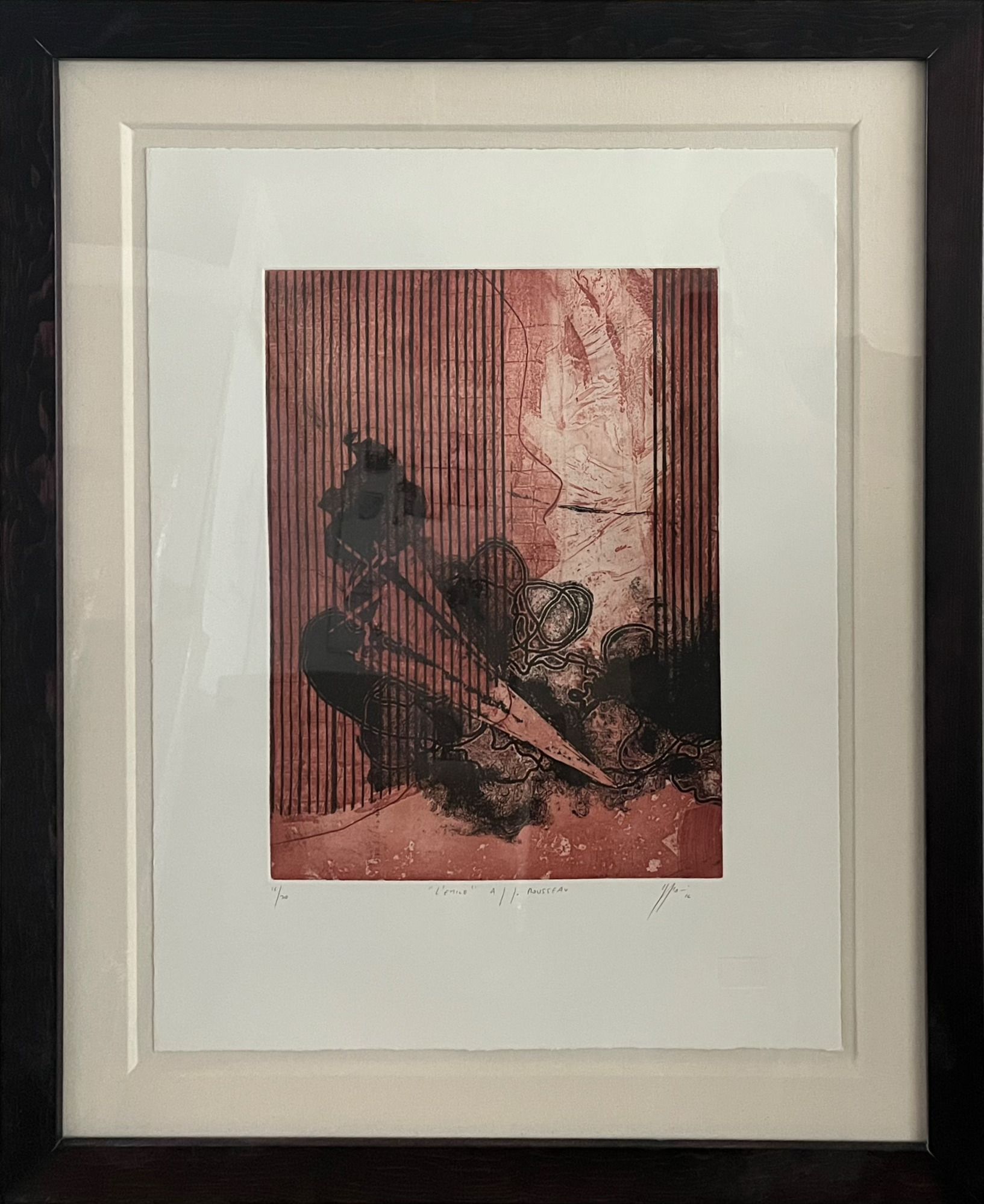 Lote 059 - Lucino Spanó - L´Emile Rosseau III - Estampa calcográfica a color sobre papel, estampación en hueco, procedimiento de aguafuerte, manera de lápiz y aguatinta