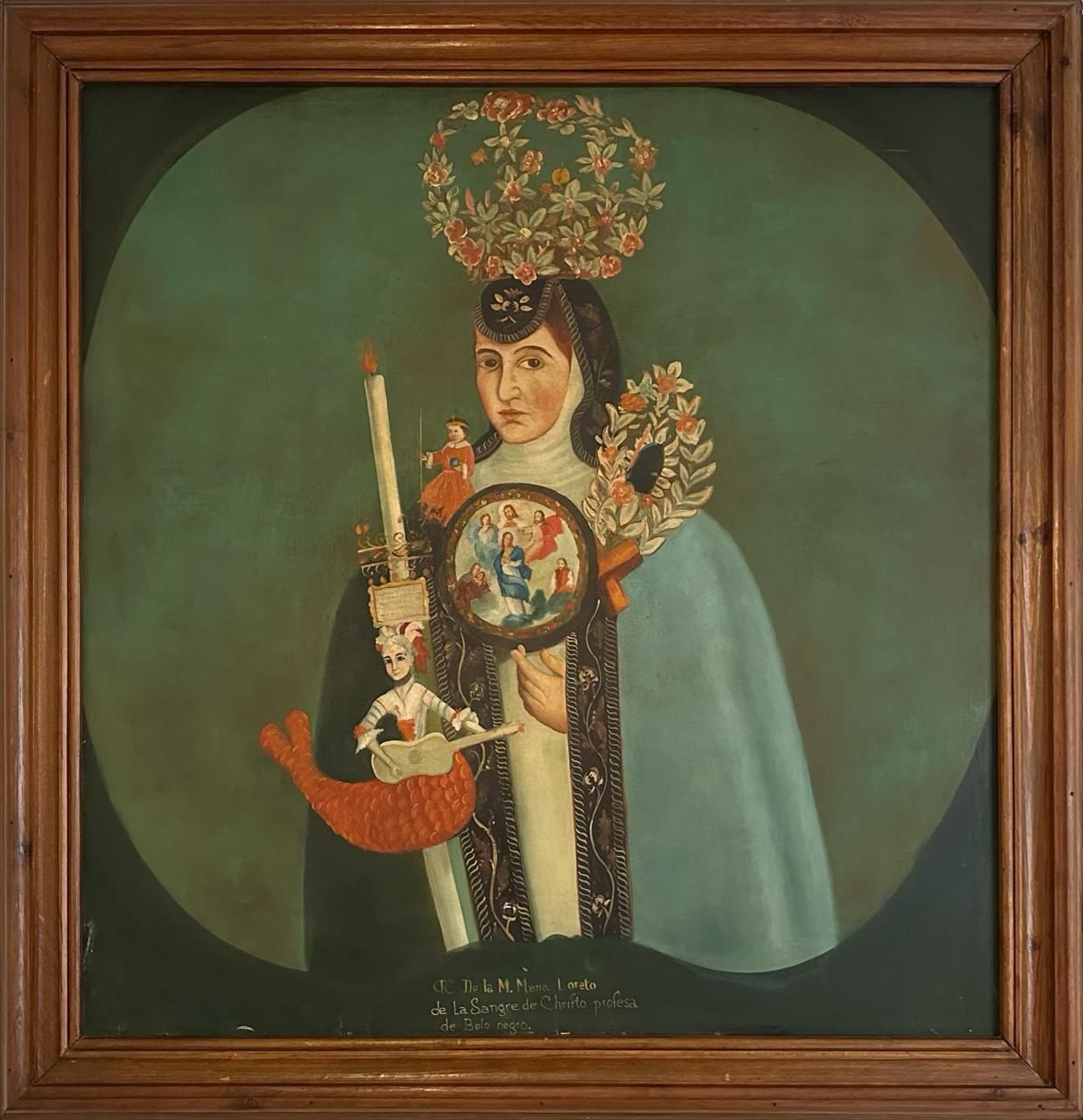 Lote 015 - Monja coronada de la orden concepcionista con escudo mariano (México).